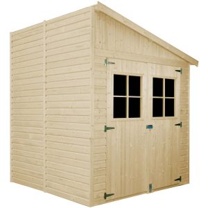 Timbela Anbau-Gartenhaus/Gerätehaus Holz M338A+M338G 4 m² mit Seitenwand und Boden