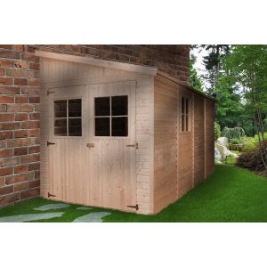 Timbela Anbau-Gartenhaus/Gerätehaus Holz M340 8 m² ohne Seitenwand ohne Boden