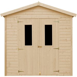 Timbela Gartenhaus/Gerätehaus Holz M351C+M351G 4m² Abstellraum mit länglichen Fenstern und Boden