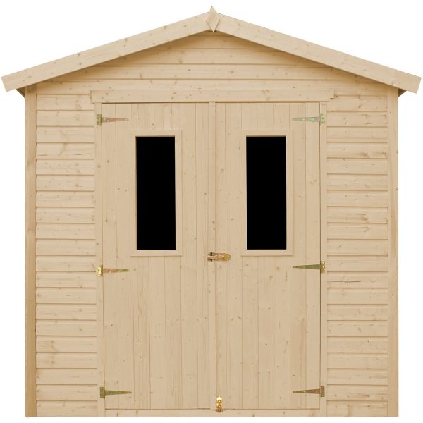 Timbela Gartenhaus/Gerätehaus Holz M351C+M351G 4m² Abstellraum mit länglichen Fenstern und Boden