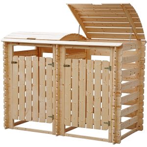 Timbela Mülltonnenbox Holz M605-1 für 2 Behälter