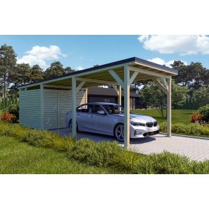 Holzbrüder Carport Ralf mit Geräteraum Imprägniert 300 x 868 cm Schwarz