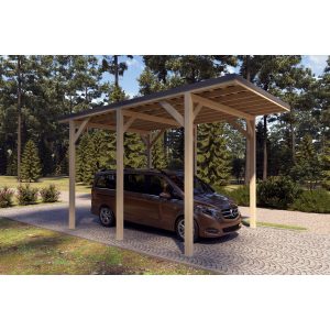 Holzbrüder Camping-Carport Ralf Natur 400 cm x 600 cm Blechdach Dunkelgrau