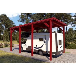 Holzbrüder Camping-Carport Ralf Oxidrot 400 cm x 700 cm Blechdach Rot