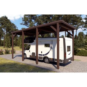 Holzbrüder Camping-Carport Ralf Graubraun 400 cm x 700 cm Blechdach Dunkelbraun