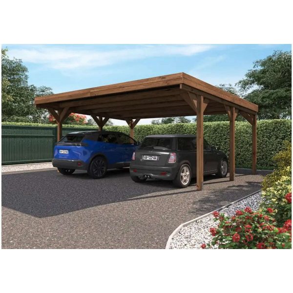 Alpholz Doppelcarport Victor KDI Braun B 604 cm x T 511 cm