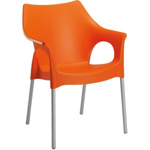 Best Alu-Stapelsessel Vegas 4 Stk. 59 cm x 56 cm x 82 cm Silber/Orange