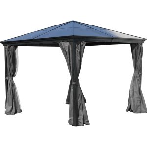 Jet-Line Gartenpavillon Suez Dach aus Polycarbonat 300 cm x 300 cm Anthrazit