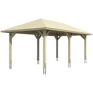 Skan Holz Carport Taunus 374 cm x 656 cm Eiche Hell