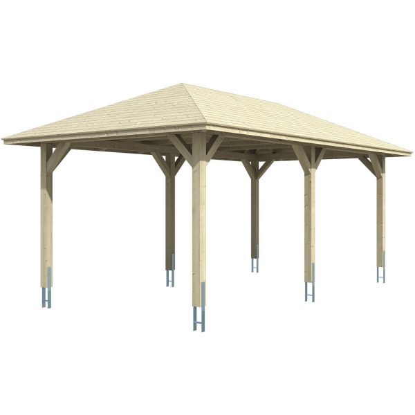 Skan Holz Carport Taunus 374 cm x 656 cm Schiefergrau