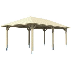 Skan Holz Carport Taunus 439 cm x 786 cm Eiche Hell