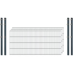 Einsteiger-Zaunset 5/4/5 Doppelstab 3 Matten + 4 Pfosten 250/83 cm Anthrazit