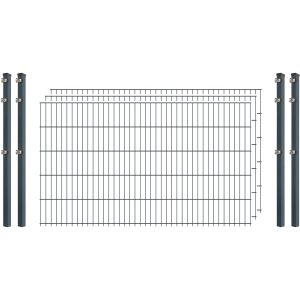 Einsteiger-Zaunset 5/4/5 Doppelstab 3 Matten + 4 Pfosten 250/13 cm Anthrazit