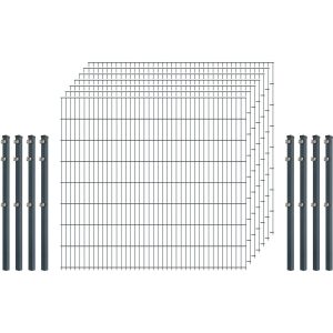 Einsteiger-Zaunset 5/4/5 Doppelstab 7 Matten + 8 Pfosten 250/163 cm Anthrazit