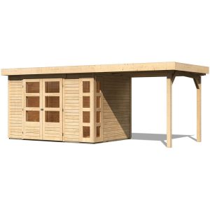 Karibu Holz-Gartenhaus/Gerätehaus Scalea Unbehandelt 298 cm x 213 cm mit Schleppdach