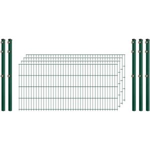 Standard-Zaunset 6/5/6 Doppelstab 4 Matten + 5 Pfosten 250/83 cm Dunkelgrün