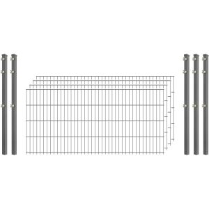 Standard-Zaunset 6/5/6 Doppelstab 4 Matten + 5 Pfosten 250/83 cm Verzinkt