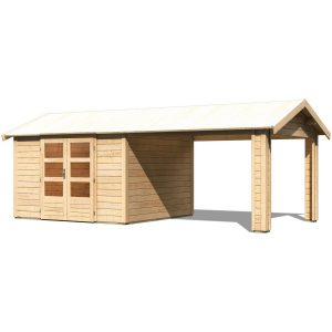 Karibu Holz-Gartenhaus/Gerätehaus Lesina 300 cm x 300 cm mit Dachausbauelement und Boden