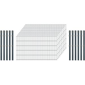 Standard-Zaunset 6/5/6 Doppelstab 10 Matten +11 Pfosten 250/103 cm Anthrazit