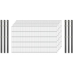 Standard-Zaunset 6/5/6 Doppelstab 5 Matten + 6 Pfosten 250/103 cm Verzinkt