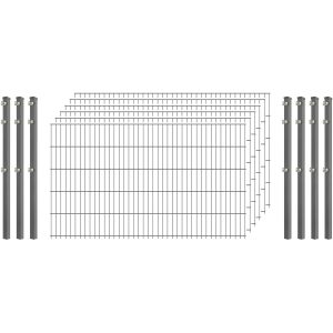 Standard-Zaunset 6/5/6 Doppelstab 6 Matten + 7 Pfosten 250/103 cm Verzinkt