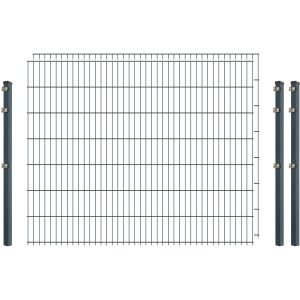 Standard-Zaunset 6/5/6 Doppelstab 2 Matten + 3 Pfosten 250/143 cm Anthrazit