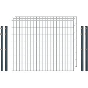 Standard-Zaunset 6/5/6 Doppelstab 3 Matten + 4 Pfosten 250/143 cm Anthrazit