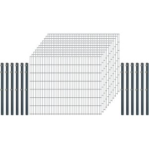 Standard-Zaunset 6/5/6 Doppelstab 11 Matten + 12 Pfosten 250/143 cm Anthrazit