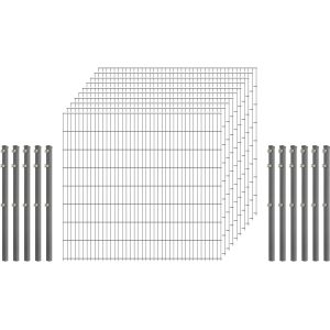 Standard-Zaunset 6/5/6 Doppelstab 10 Matten +11 Pfosten 250/163 cm Verzinkt