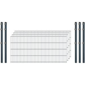 Standard-Zaunset 6/5/6 Doppelstab 4 Matten + 5 Pfosten 200/83 cm Anthrazit