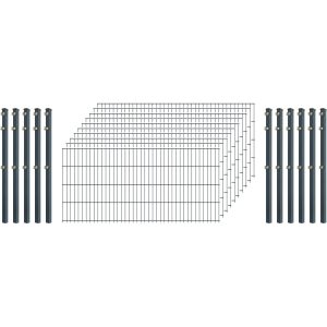 Standard-Zaunset 6/5/6 Doppelstab 10 Matten +11 Pfosten 200/83 cm Anthrazit