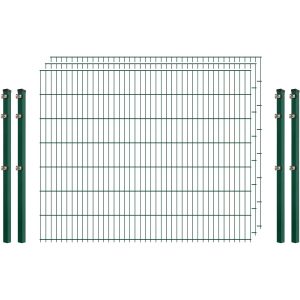 Standard-Zaunset 6/5/6 Doppelstab 3 Matten + 4 Pfosten 200/143 cm Dunkelgrün