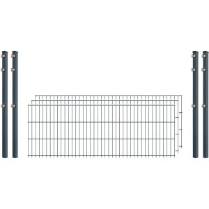 Industrie-Zaunset 8/6/8 Doppelstab 3 Matten + 4 Pfosten 250/63 cm Anthrazit