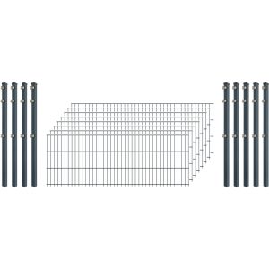 Industrie-Zaunset 8/6/8 Doppelstab 8 Matten + 9 Pfosten 250/63 cm Anthrazit