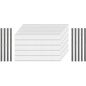 Industrie-Zaunset 8/6/8 Doppelstab 8 Matten + 9 Pfosten 250/103 cm Verzinkt