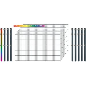 Industrie-Zaunset 8/6/8 Doppelstab 8 Matten +9 Pfosten 250/103 cm Freie Farbwahl