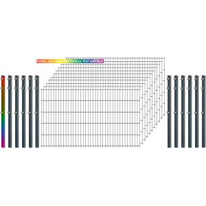 Industrie-Zaunset 8/6/8 Doppelstab 11 Matten+12 Pfosten 250/103 cm Freie Farbw.