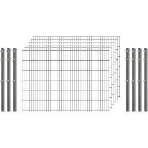 Industrie-Zaunset 8/6/8 Doppelstab 6 Matten + 7 Pfosten 250/123 cm Verzinkt