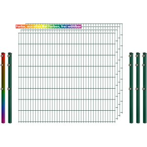 Industrie-Zaunset 8/6/8 Doppelstab 4 Matten +5 Pfosten 250/163 cm Freie Farbwahl