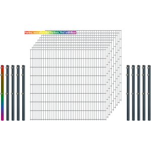 Industrie-Zaunset 8/6/8 Doppelstab 9 Matten+10 Pfosten 250/163 cm Freie Farbwahl