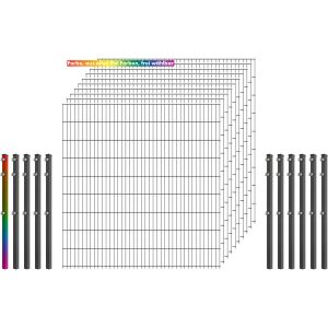 Industrie-Zaunset 8/6/8 Doppelstab 10 Matten+11 Pfosten 250/183 cm Freie Farbw.
