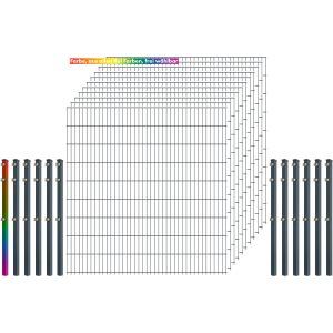 Industrie-Zaunset 8/6/8 Doppelstab 11 Matten+12 Pfosten 250/183 cm Freie Farbw.