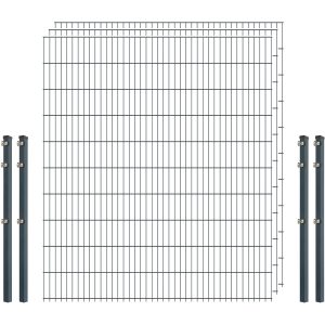 Industrie-Zaunset 8/6/8 Doppelstab 3 Matten + 4 Pfosten 250/203 cm Anthrazit