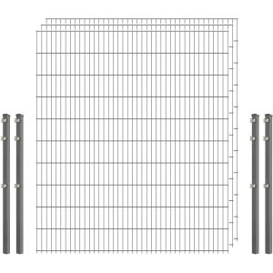 Industrie-Zaunset 8/6/8 Doppelstab 3 Matten + 4 Pfosten 250/203 cm Verzinkt