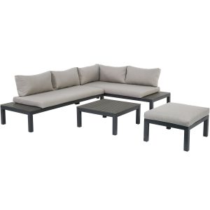 Gartenfreude Aluminium-Lounge Ambience Zwei- u. Dreisitzer Hocker Tisch DG-HG