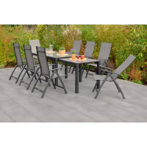 Merxx Gartenmöbel-Set Vicenza 9-teilig Flex-Ausziehtisch