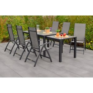 Merxx Gartenmöbel-Set Vicenza 8-teilig Flex-Ausziehtisch