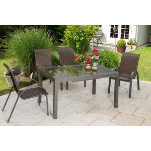 Merxx Gartenmöbel-Set Varese 5-teilig Ausziehtisch Braun