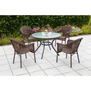 Merxx Gartenmöbel-Set Ravenna 5-teilig Ø 104 cm Braun