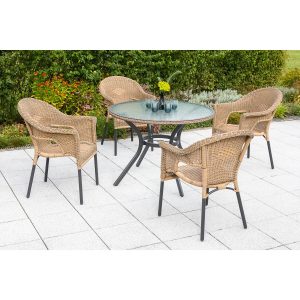 Merxx Gartenmöbel-Set Ravenna 5-teilig Ø 104 cm Natur